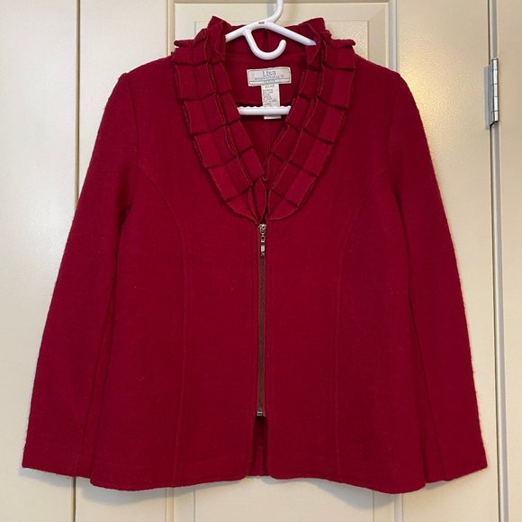 Lisa International 100% Wool Jacket - red - Picture 1 of 3